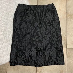 MaxMara Wool Silk Black Floral Brocade Skirt